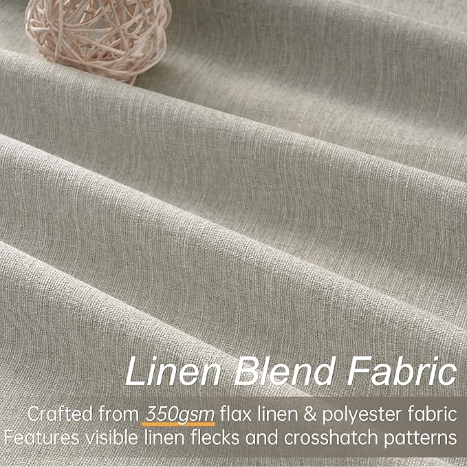 Topfinel 90 Inches Linen Curtains 100% Blackout Curtain for Bedroom Livingroom Vintage Farmhouse Linen Textured Thermal Room Darkening Drapes 2 Panels with Back Tab Rod Pocket Pinch Pleated Flax Grey