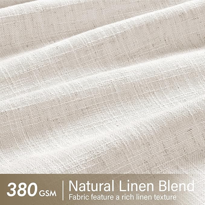 MIULEE Pinch Pleated Thick Linen Curtains 90 Inches Long 2 Panels for Living Room Bedroom, Memory Trained Pinch Pleat Drapes Back Tab Light Filtering Natural Ivory Cream Window Curtains with Hooks