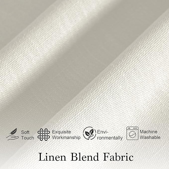 RYB HOME Short Kitchen Valances Thick Faux Linen Blended 2 Panels, Privacy Protect Small Window Treatment for Bedroom Bathroom, Rod Pocket, Linen, W 52 x L 18 inch