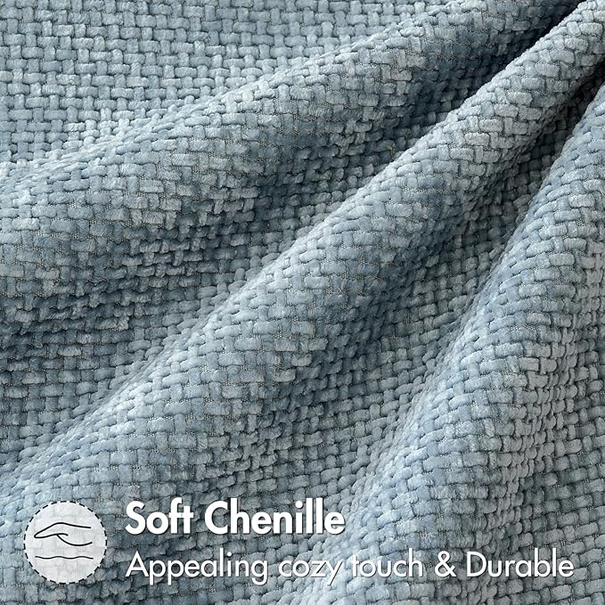 MIULEE Pack of 2 Couch Throw Pillow Covers 20x20 Inch Coastal Smoke Blue Modern Boho Accent Decorative Pillow Covers Soft Chenille Farmhouse Cushion Covers for Home Decor Bed Sofa Living Room