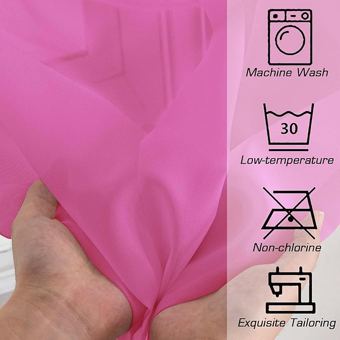 Simplebrand Hot Pink Sheer Curtains 96 Inches Long, Light Filtering Rod Pocket Solid Color Window Sheer Curtain Panels, Elegant Curtains & Drapes for Living Room, Bedroom 2 Panels 42" W x 96" L