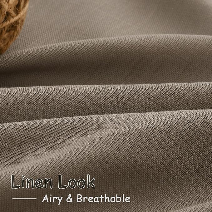 Nanspring Dark Taupe Linen Curtains for Living Room 2 Panels Set Extra Long Back Tab Light Filtering Semi Sheer Curtain Drapes for Bedroom Neutral Farmhouse Ceiling to Floor for Large Window 52x100