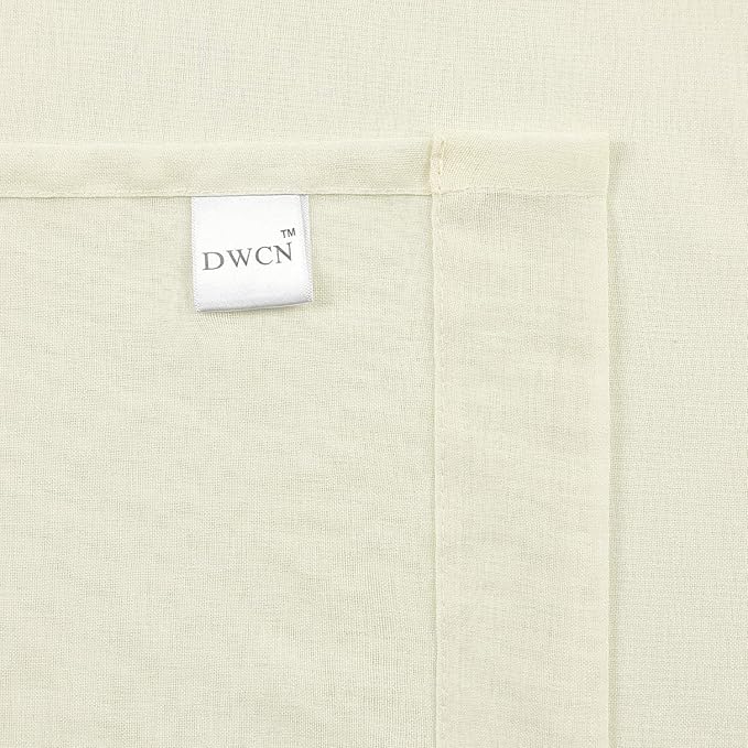 DWCN Ivory Sheer Curtains Semi Transparent Voile Rod Pocket Curtains for Bedroom and Living Room, 42 x 63 inches Long, Set of 2 Panels