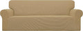 Easy-Going Stretch Sofa Slipcover 1-Piece Sofa Cover Furniture Protector Couch Soft with Elastic Bottom for Kids, Polyester Spandex Jacquard Fabric Small Checks (Sofa, Golden)