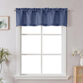 Chyhomenyc Blue Short Curtain Valance for Windows, Faux Linen Textured Half Window Curtains, Burlap Solid Topper Small Curtain Valance for Bathroom Laundry Basement, 60Wx18L Inch, 1 Piece