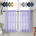 Simplebrand Lavender Sheer Kitchen Curtains 36 Inch Length Tier Curtains 2 Panels, Light Filtering Geometric Jacquard Clip Textured Semi Sheer Short Window Curtains for Bathroom, 42x36 inch