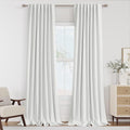 Guken 100% Blackout Linen Curtains 110 Inch Wide by 52 Inch 2 Panels Set for Living Room Bedroom Back Tab Thermal Insulated Black Out Linen Drapes Room Darkening Window Curtains