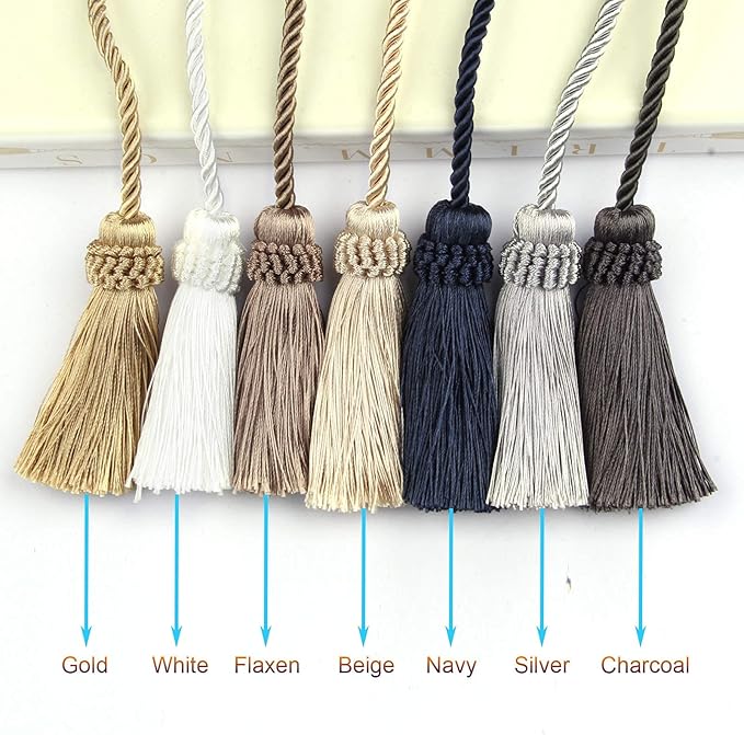 Fenghuangwu Curtain Tiebacks Handmade Decorative Curtain Holdbacks Rope with Tassel (Gold, 6P)