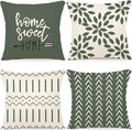 YCOLL Pillow Covers 18x18 Set of 4, Modern Sofa Throw Pillow Cover, Decorative Outdoor Linen Fabric Pillow Case for Couch Bed Car, Aqua Green