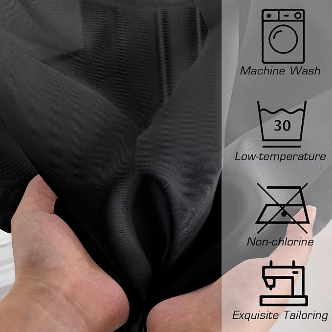 Simplebrand Black Sheer Curtains 84 Inches Long, Light Filtering Rod Pocket Solid Color Window Sheer Curtain Panels, Elegant Curtains & Drapes for Living Room, Bedroom 2 Panels (Black, 59" W x 84" L)