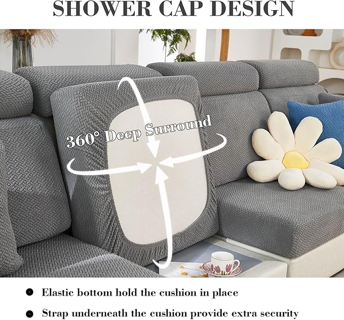 Couch Covers for 3 Cushion Sofa Pet Friendly Couch Cushion Covers Universal Sofa Covers Washable Stretch Slipcovers for Sectional Sofa (Texture Gray,Large Triple Seat Cover)