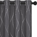 Deconovo Grey Blackout Curtains for Bedroom, Thermal Insulated Soundproof Drapes, Wave Dots Foil Print, 52 x63 Inches Long, 2 Panels, Machine‑Washable Privacy Window Panel for Living Room Apartment