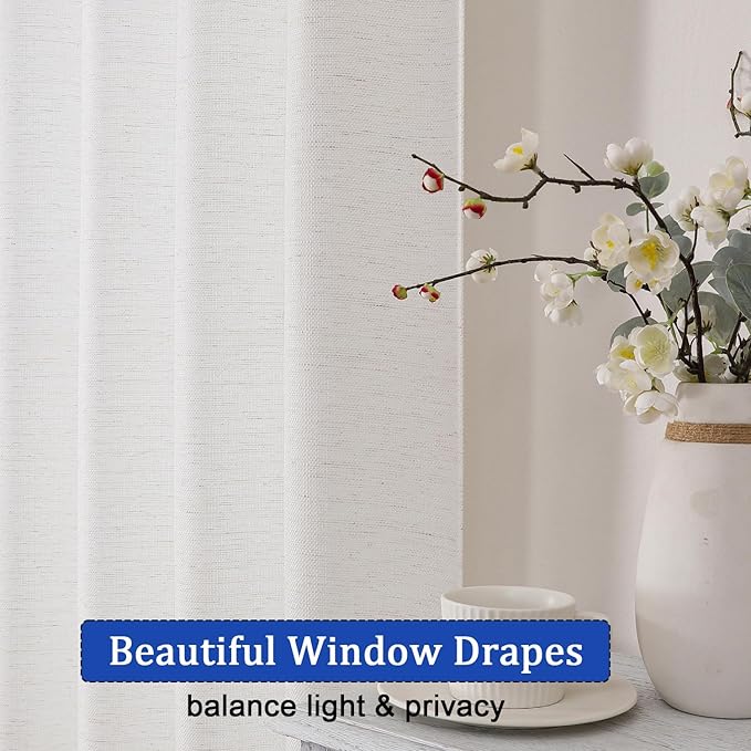 Chyhomenyc Natural Short Curtain Valance for Windows, Blend Linen Textured Half Window Curtains, Burlap Solid Topper Small Curtain Valance for Bathroom Laundry Basement, 60Wx18L Inch, 1 Piece