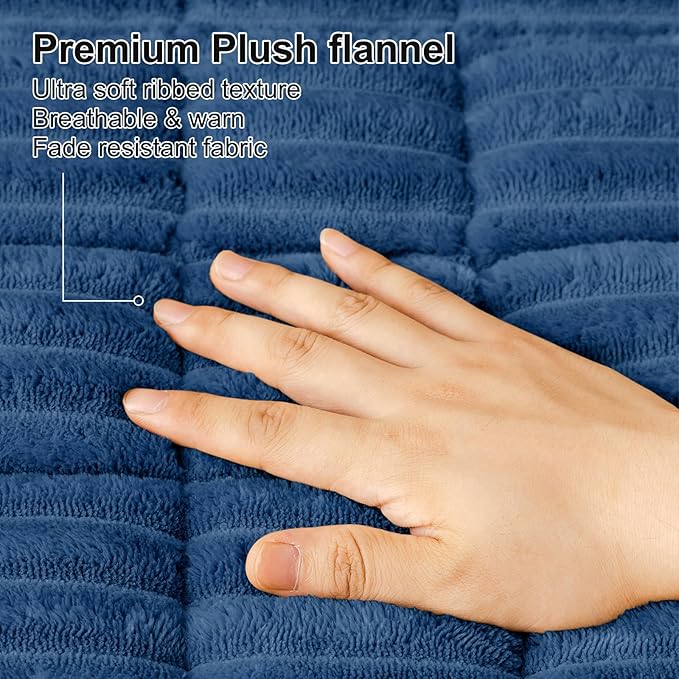 Smiry Couch Cover for Dogs Washable, Non Slip Fuzzy Pet Couch Covers for 3 Cushion Sofa Pet Friendly, Thick Soft Sofa Slipcovers Cushion Protector (Navy Blue, 27.6" x 47")