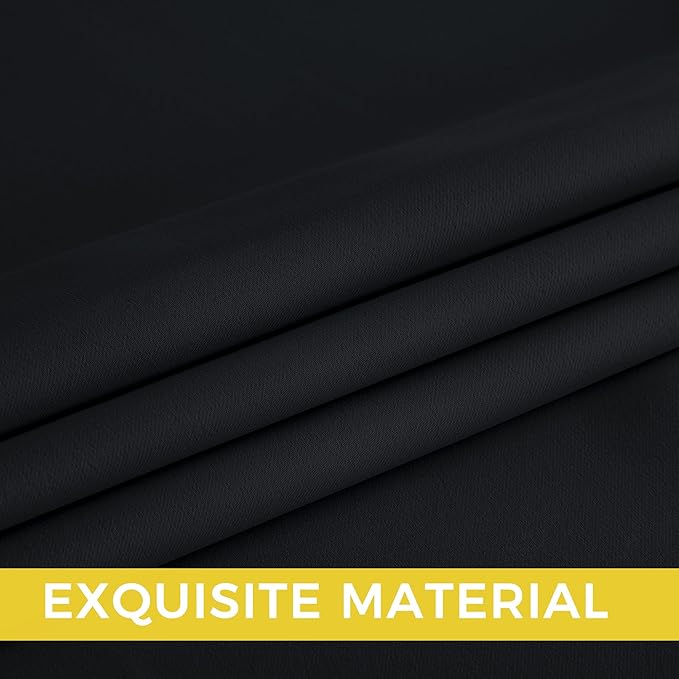 NICETOWN Room Darkening Draperies Curtains Panels, 2 Panels Black W52 x L108