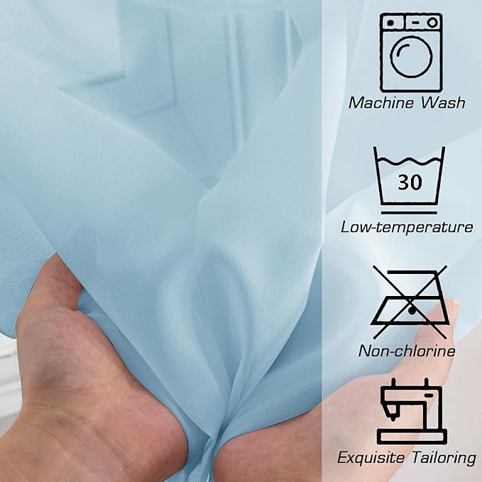 OWENIE Sheer Curtains 63 inch Length 2 Panels Set, Light Weight Soft Solid Fimly Sheer Curtains for Basement Bedroom Living Room, Light Filtering Airy Voile Sheer Curtain with Rod Pocket, 42Wx63L inch