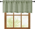 OWENIE Sage Green Valances for Windows 1 Pcs 18 Inch Length, Light Filtering Textured Short Small Valance Curtains for Bathroom Basement Living Room, Half Window Curtains Over Sink, 60" W by 18" L
