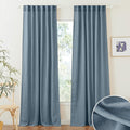 RYB HOME Stone Blue Sheer Curtains 90 inch Long Light Filtering Privacy Window Curtain Panels Soft Vertical Drapes Semitransparent Sheer Backdrop for Canopy Bed Nursery, W52 x L90 inch, 2 Panels