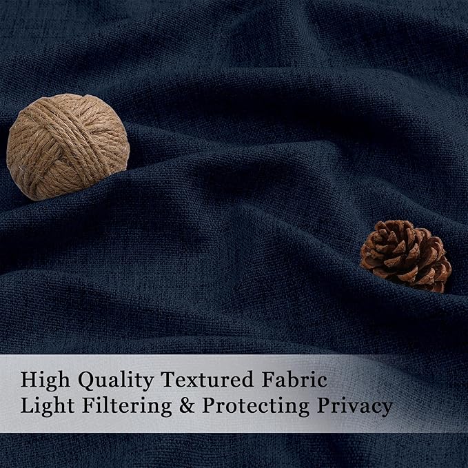 OWENIE Navy Blue Valances for Windows 1 Pcs 24 Inch Length, Light Filtering Textured Short Small Valance Curtains for Bathroom Basement Living Room, Half Window Curtains Over Sink, 60" W by 24" L