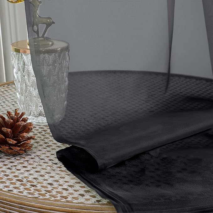 OVZME Black Sheer Curtains 120 Inches Long 2 Panels Set, 59 Inch Extra Wide Soft Airy Lightweight Sheer Curtains for Living Room, Farmhouse Voile Filmy Rod Pocket Drapes, 59Wx120L Inches