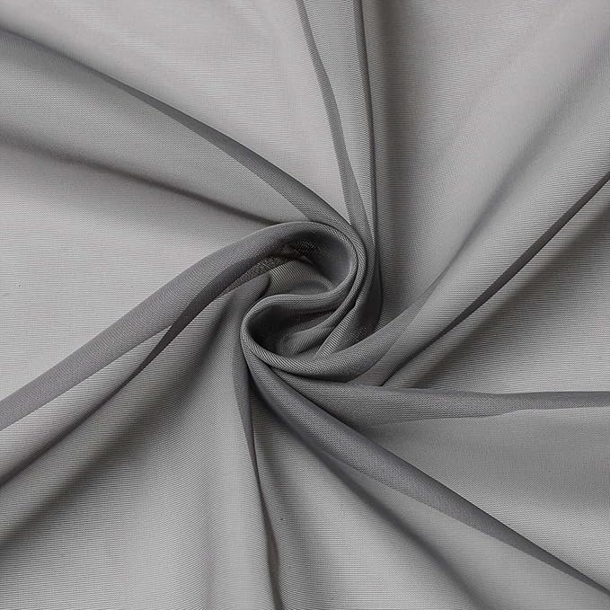 Kitchen Curtains 24 Inch Length Tier 2 Pieces, Grey Sheer Curtain Solid Soft Sheer Short Curtains for Windows, Cafe Bathroom Basement Rod Pocket Drapes, Grey, Each 42" Wx24 L Inch