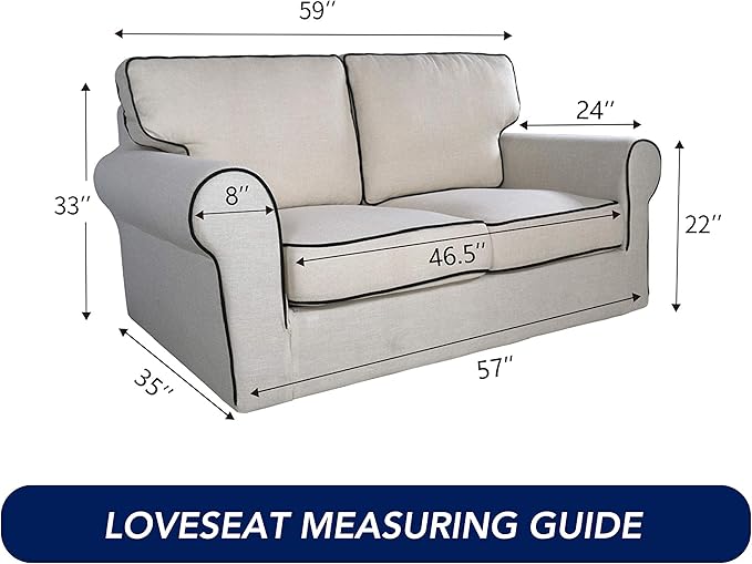 PureFit Super Stretch Sofa Slipcover – Spandex Non Slip Soft Couch Sofa Cover, Washable Furniture Protector with Non Skid Foam and Elastic Bottom for Kids, Pets （Loveseat, Classic Blue）