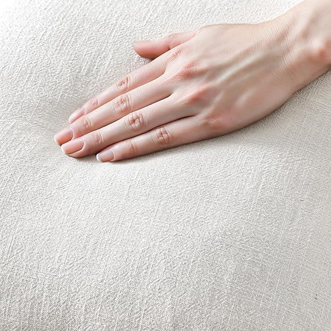 MIULEE Decorative Throw Pillow Covers Neutral Linen Fringe Throw Pillows Euro Shams Set of 2 White Boho Farmhouse Cushion Covers for Couch Sofa Bed Living Room Spring Home Decor 24x24 Inch