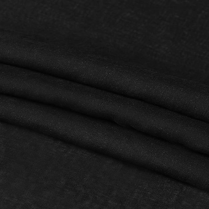 DWCN Black Sheer Curtains Semi Transparent Voile Rod Pocket Curtains for Bedroom and Living Room, 52 x 90 inches Long, Set of 2 Panels