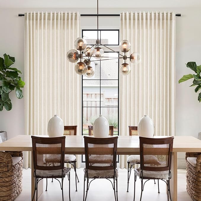 Nanspring Warm Beige Linen Curtains 72 Inch Length for Living Room Semi Sheer Light Filtering Door Drapes 2 Panels Set for Kids Bedroom Light Filtering Back Tab Rod Pocket Modern Farmhouse Decor 52x72