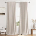 Guken 100% Blackout Curtains 102 Inch Length 2 Panels Set for Living Room Bedroom Back Tab Thermal Insulated Black Out Linen Drapes Room Darkening Window Curtains 102 Inches Long, Sand Beige