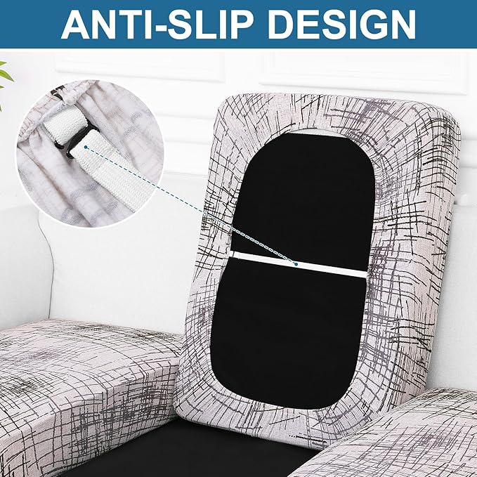 Smiry Printed Couch Cushion Covers, Stretch Soft Couch Covers for Sofa, Washable Non-Slip Sofa Slipcover Furniture Protector for Indoor and Outdoor (1 Pack, Brown and White)