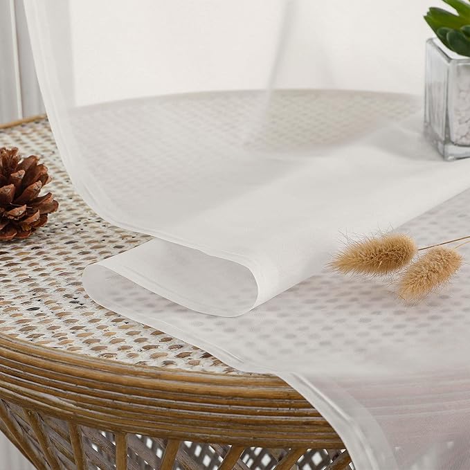 OWENIE Ivory Sheer Curtains 120 Inches Long 2 Panels Set, Airy Lightweight Sheer Ivory Curtain for Living Room Bedroom, Farmhouse Voile Filmy Rod Pocket Curtains Drapes, 2 Pcs, Each 59" Wx120 L Inch