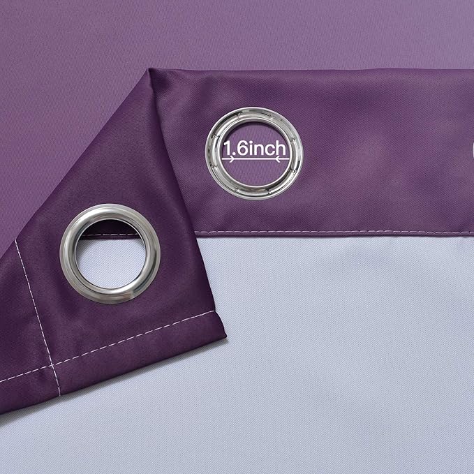Yakamok Room Darkening Ombre Curtains 84 Inch Length, Purple and Greyish White Thermal Insulated Gradient Color Curtains,Light Blocking Grommet Window Drapes for Bedroom,52 Inch Width,2 Panels