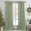 Christmas Sage Green Curtains 108 Inches Long for Living Room 2 Panels Set Back Tab Loop Pocket Linen Drapse Earth Soft Cotton Textured Light Green Sheer Curtains for Large Windows Vertical 9 FT Tall
