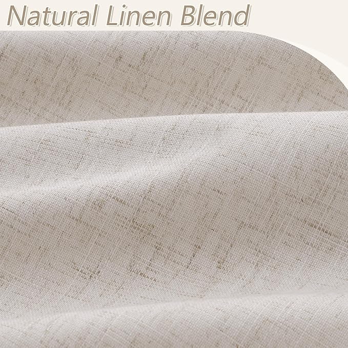 Guken 100% Blackout Curtains 120 Inch Length 2 Panels Set for Living Room Bedroom Back Tab Thermal Insulated Black Out Linen Drapes Room Darkening Window Curtains 120 Inches Long, Sand Beige