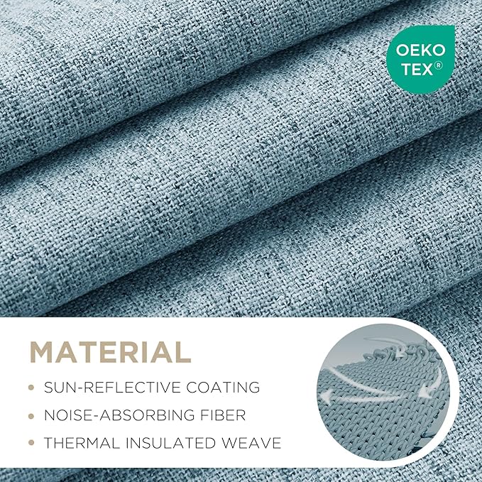 Joydeco Blackout Curtains for Bedroom - 108 Inch Long 100% Light Blocking 2 Panels Sky Blue Drapes, Thermal Insulated Room Darkening Curtains, Linen Textured for Living Room, Rod Pocket & Back Tabs