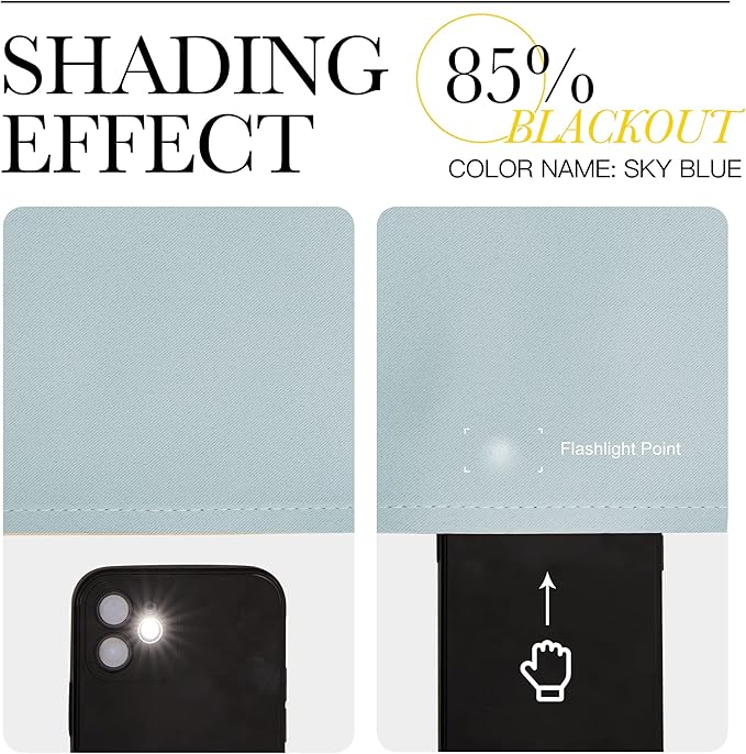 NICETOWN Modern Blackout Curtains Noise Reducing, Sky Blue, 2 Panels, W42 x L54, Thermal Insulated and Privacy Room Darkening Drape Panels for Boy's Guest Room Door Small Short Window