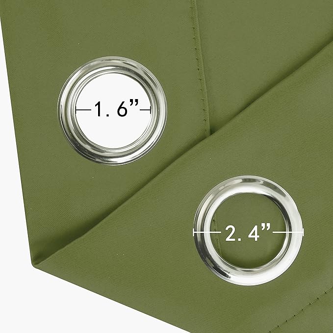 LEMOMO Olive Green Thermal Blackout Curtains/52 x 108 Inch/Set of 2 Panels Room Darkening Curtains for Bedroom