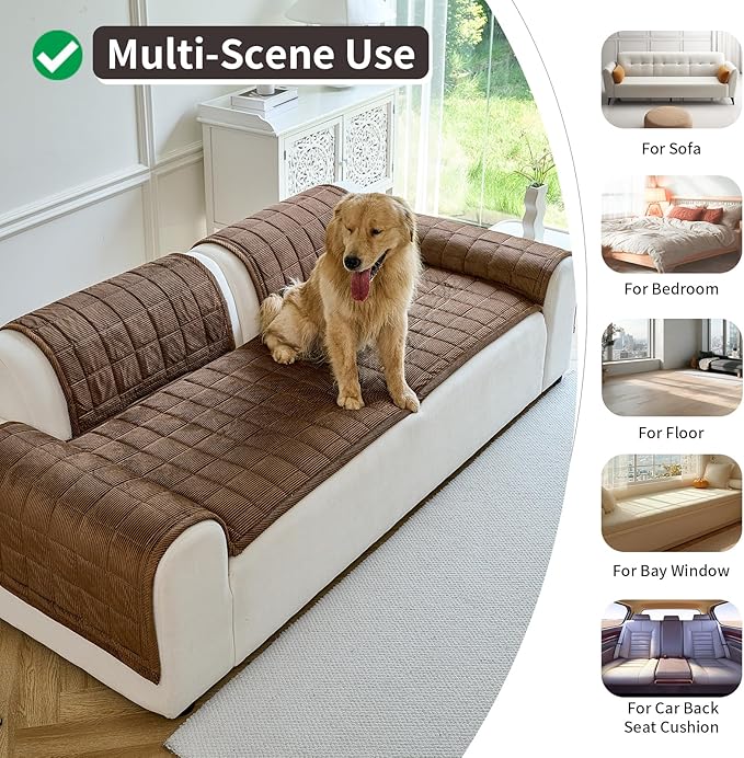 Couch Covers for Dogs Washable, Non Slip Couch Covers for Loveseat Sofa Pet Friendly, Soft Fuzzy Sofa Covers for Pet, Dog Couch Cover Furniture Protector(1PC,Dark Brown,27.6"x94.5")