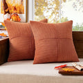 MIULEE Rust Decorative Throw Pillow Covers 18x18 Inch for Couch Bed Sofa Pack of 2 Boho Farmhouse Throw Pillows Soft Cross Corduroy Patchwork Textured Cushion Cases