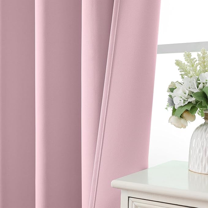 CUCRAF Light Pink Blackout Curtains Customize, Rod Pocket Room Darkening Curtain for Bedroom Living Room, Thermal Insulated Window Drapes 1 Panel (Custom Size, Color)