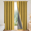 Joydeco Blackout Curtains for Bedroom - 100% Light Blocking 2 Panels Set Yellow Drapes 37" W x 84" L, Thermal Insulated Room Darkening Curtains, Linen Textured for Living Room, Rod Pocket & Back Tabs