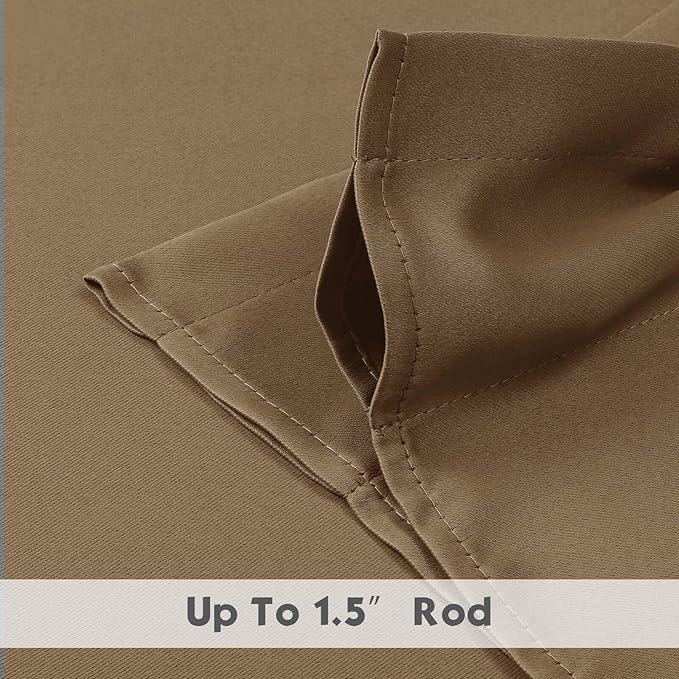 Chyhomenyc Taupe Blackout Valances for Windows, Short Window Valance Curtains for Living Room Bedroom Bathroom, Room Darkening Solid Privacy Small Kitchen Valances, 60Wx16L, 2 Pack