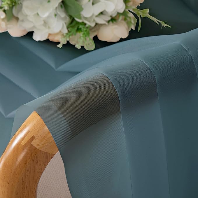 OWENIE Sheer Curtains, 63 inch Length Set of 2, Rod Pocket Light Weight Voile Curtains & Drapes for Bedroom & Living Room, Each 42Wx63L inch, Dusty Blue
