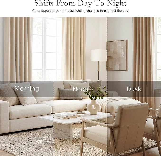 PONY DANCE Short Curtains Half Window Curtains, Kitchen & Bathroom, Width 29 x Length 30 inches, Biscotti Beige, 2 Pieces