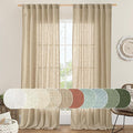 LAMIT Living Room Linen Curtains 95 Inch for Bedroom, Back Tab and Rod Pocket Linen Textured Sheer Curtains Light Filtering Burlap Drapes for Farmhouse, 2 Panels, 52 x 95 Inch, Brown