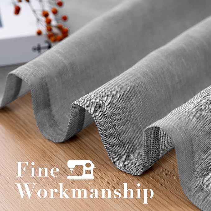 H.VERSAILTEX Linen Curtains Natural Linen Semi-Sheer Curtains 2 Panels Nickel Grommet Privacy Added Premium Soft Rich Material Drapes for Bedroom/Livingroom - 52x108 - Inch - Dove