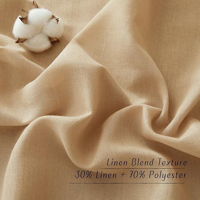 NICETOWN Linen Burlap Window Curtains 84 inches Long, Grommet Thick Linen Blend Window Treatments Privacy Assured with Light Filtering for Bedroom/Living Room, W42 x L84