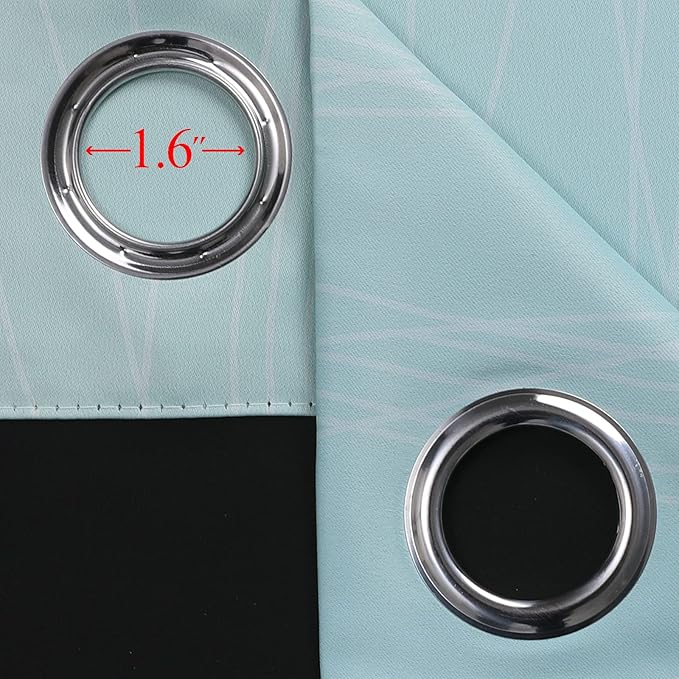 Estelar Textiler Ombre Aqua and Beige Blackout Curtains 96 Inches Long for Sliding Door, Gradient Thermal Insulated Full Light Blocking Grommet Blackout Drapes for Bedroom, 52Wx96L, 2 Panels