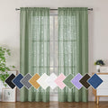 Simplebrand Sage Green Semi Sheer Curtains 84 Inches Long 2 Panels, Light Filtering Geometric Jacquard Clip Textured Sheer Curtains for Bedroom，Modern Elegant Window Curtains Drapes，42x84 inch